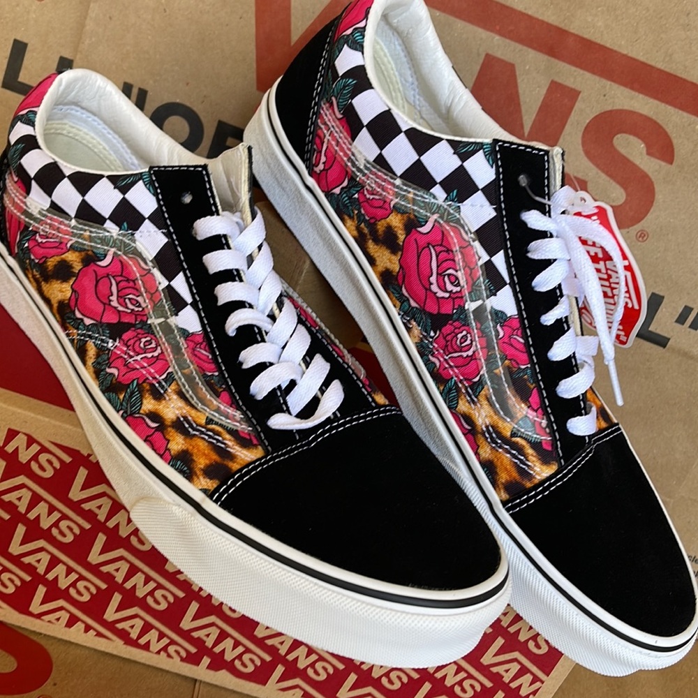 Vans Old Skool Rose Animal check True White/Multi WMNS sneakers